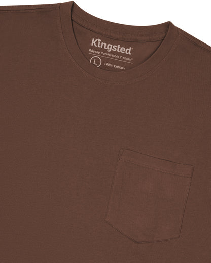 Short Sleeve Pocket T-Shirts (Brown) - Kingsted