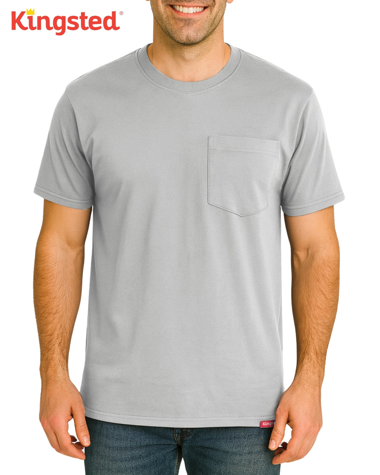 Short Sleeve Pocket T-Shirts (Grey) - Kingsted