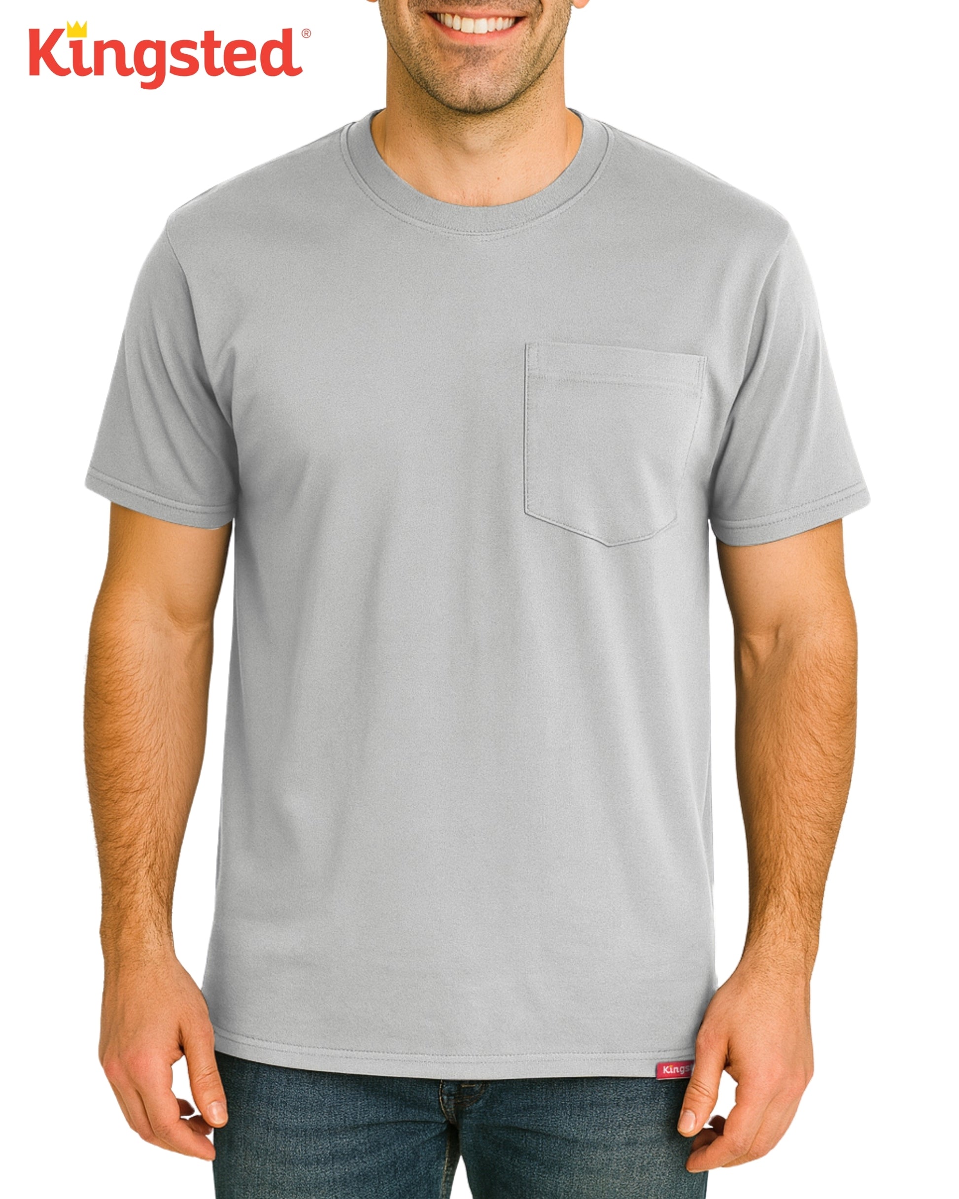 Short Sleeve Pocket T-Shirts (Grey) - Kingsted
