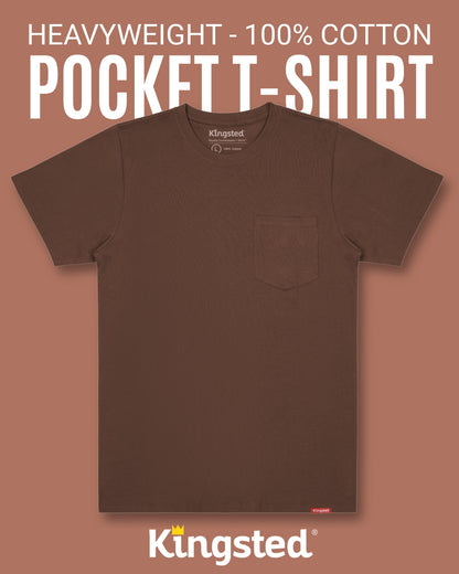 Short Sleeve Pocket T-Shirts (Brown) - Kingsted