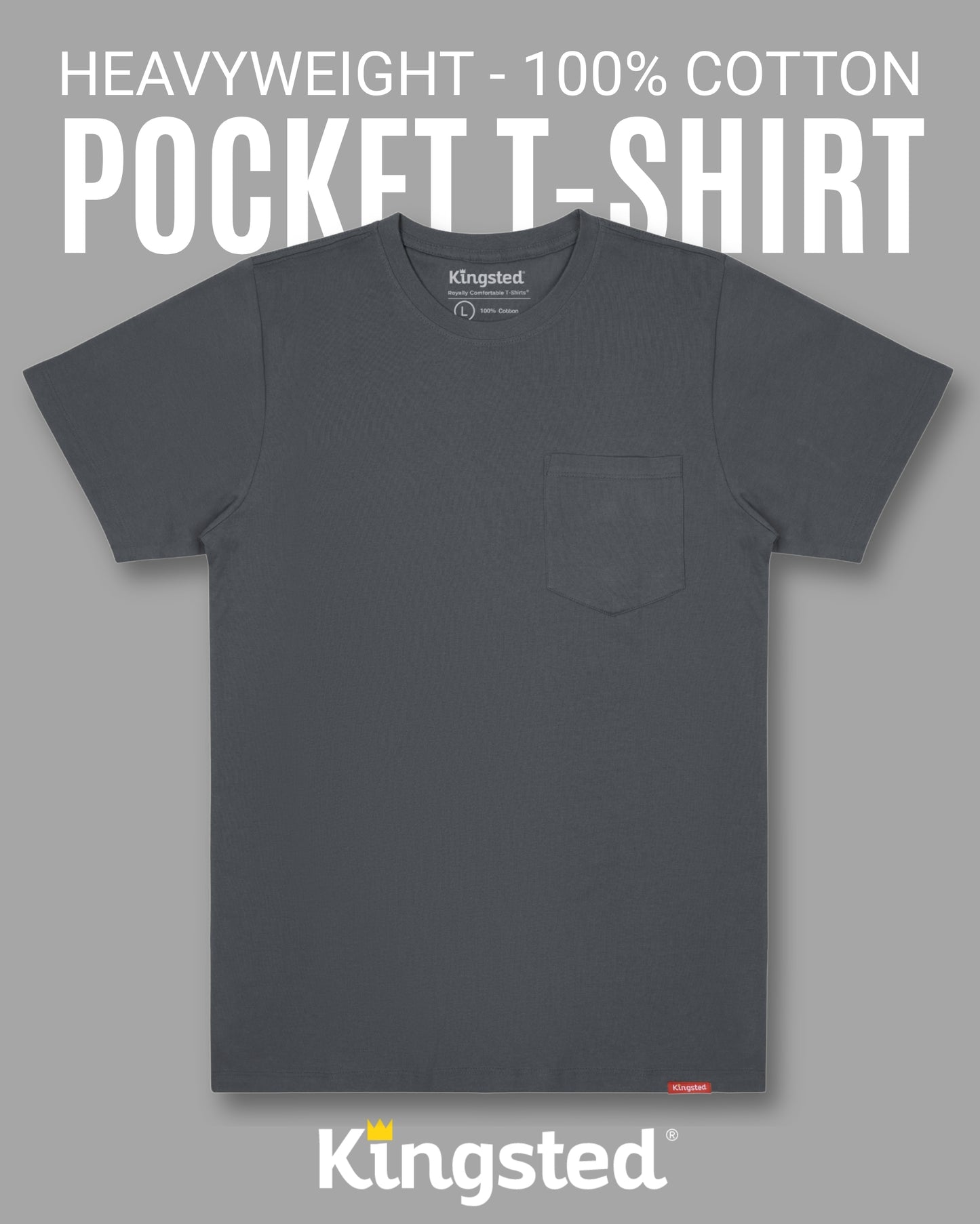 Short Sleeve Pocket T-Shirts (Charcoal) - Kingsted