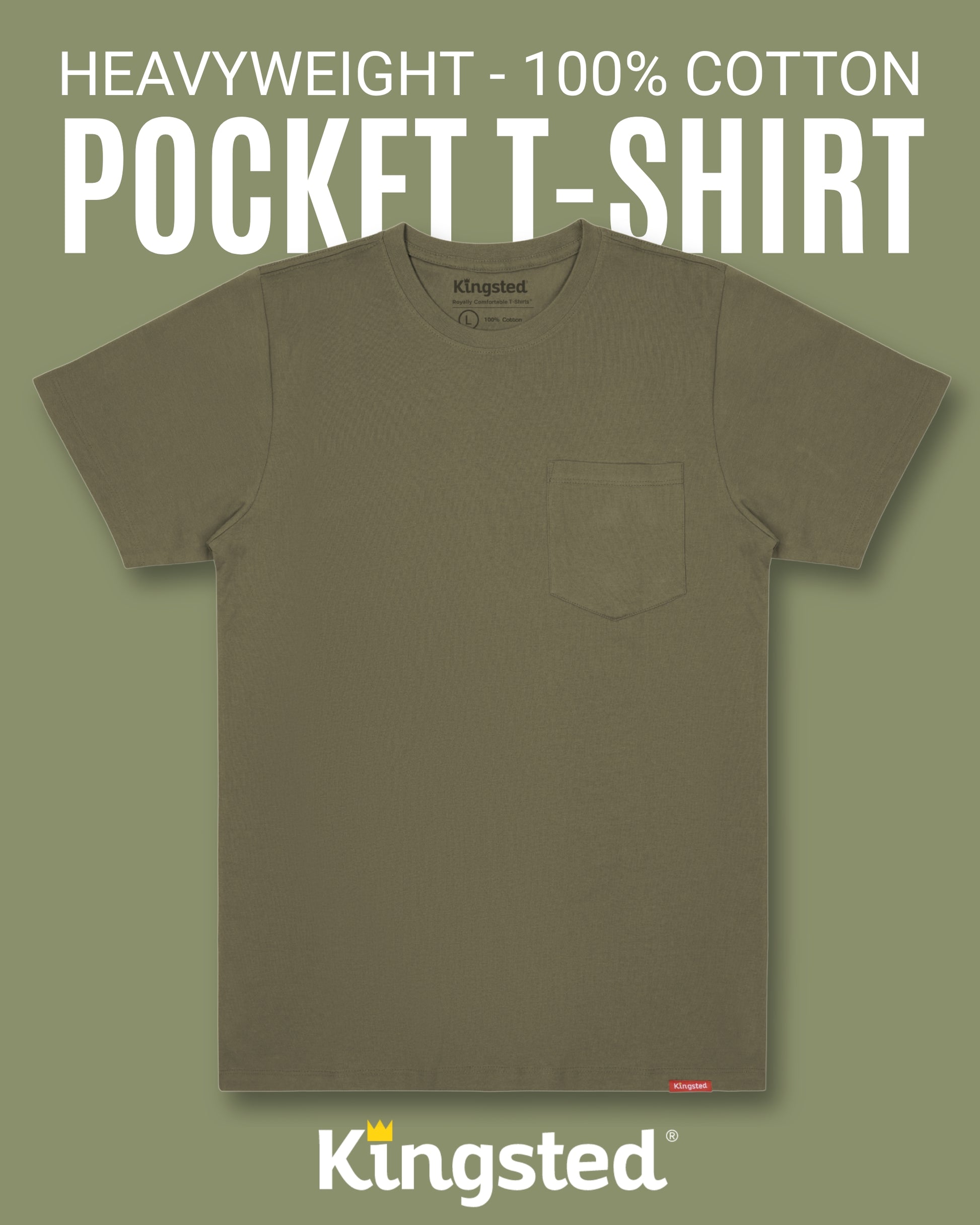 Short Sleeve Pocket T-Shirts (Olive Green) - Kingsted