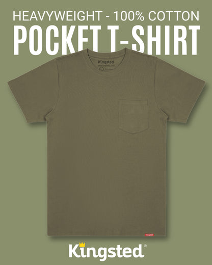 Short Sleeve Pocket T-Shirts (Olive Green) - Kingsted