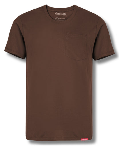 Short Sleeve Pocket T-Shirts (Brown) - Kingsted