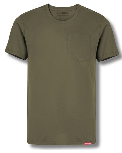 Short Sleeve Pocket T-Shirts (Olive Green) - Kingsted