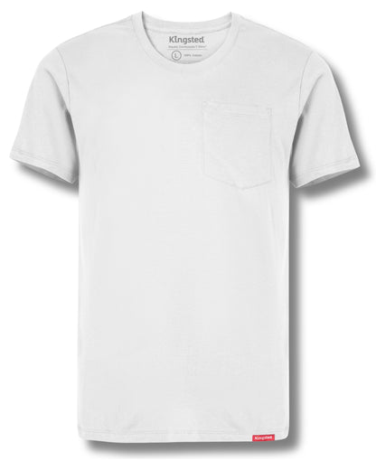 Short Sleeve Pocket T-Shirts (White) - Kingsted