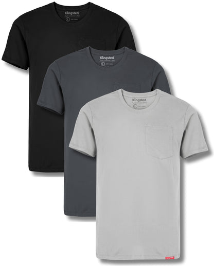 Short Sleeve Pocket T-Shirts Multipack (Monochrome 3-Pack) - Kingsted