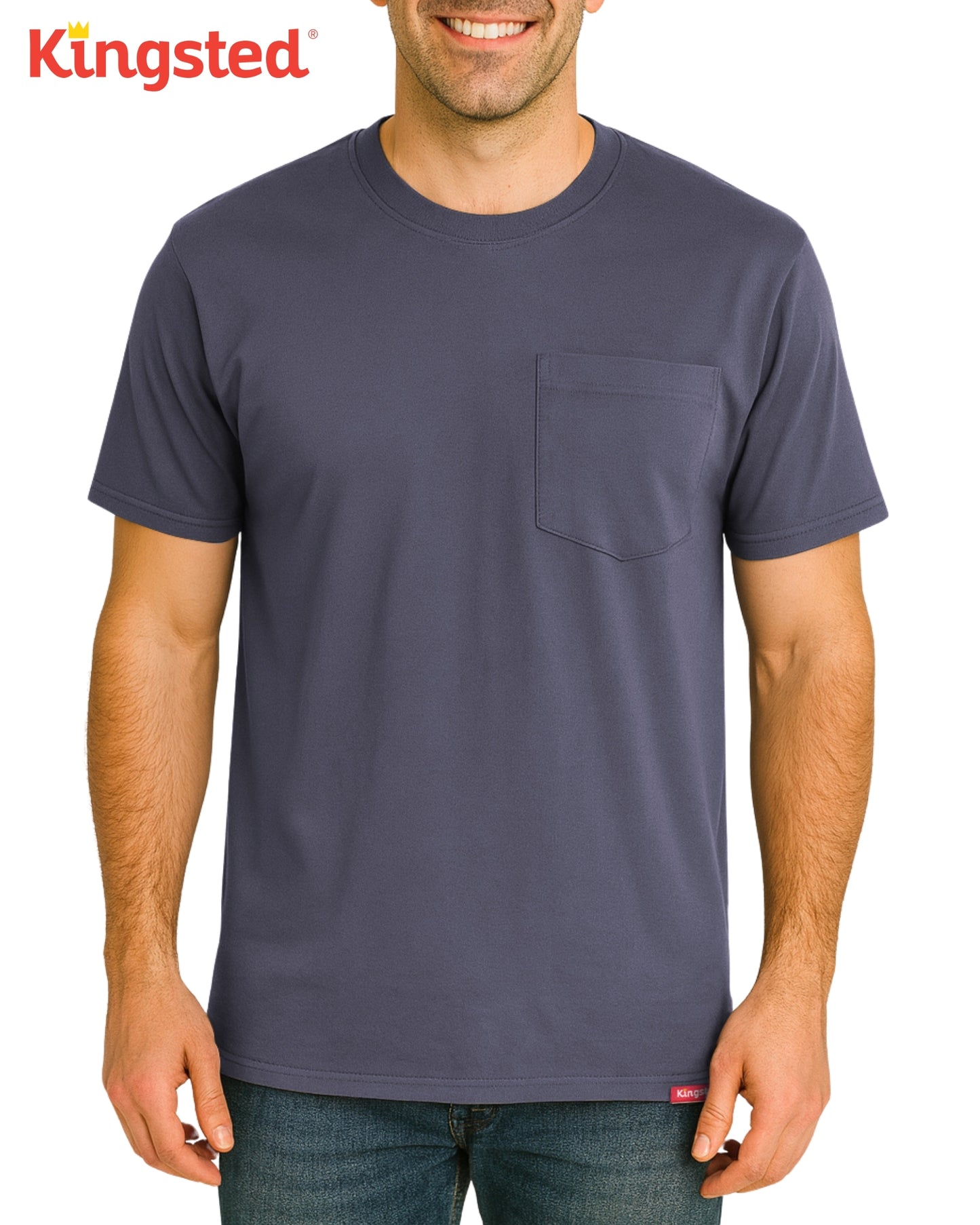Short Sleeve Pocket T-Shirts (Navy Blue) - Kingsted