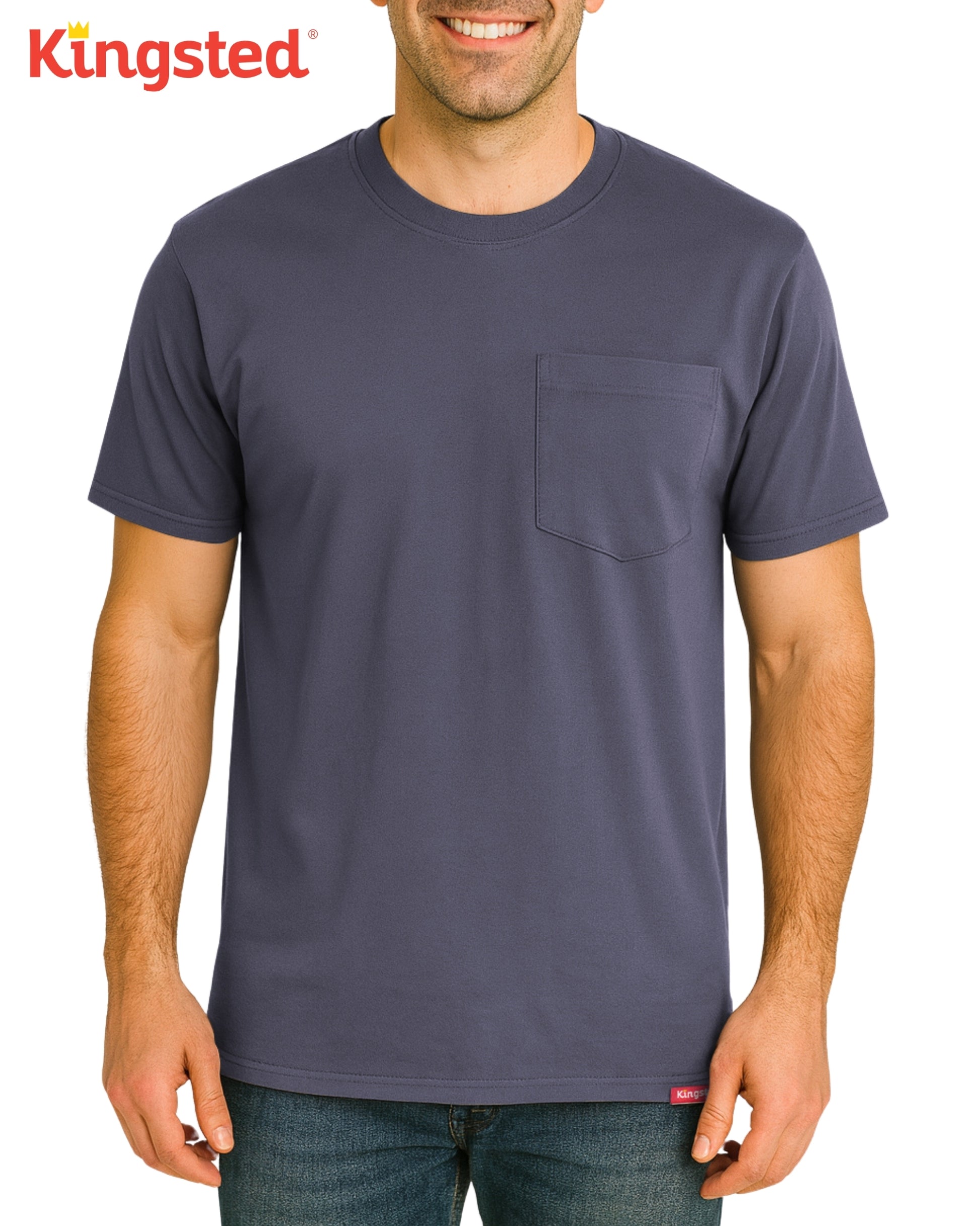 Short Sleeve Pocket T-Shirts (Navy Blue) - Kingsted
