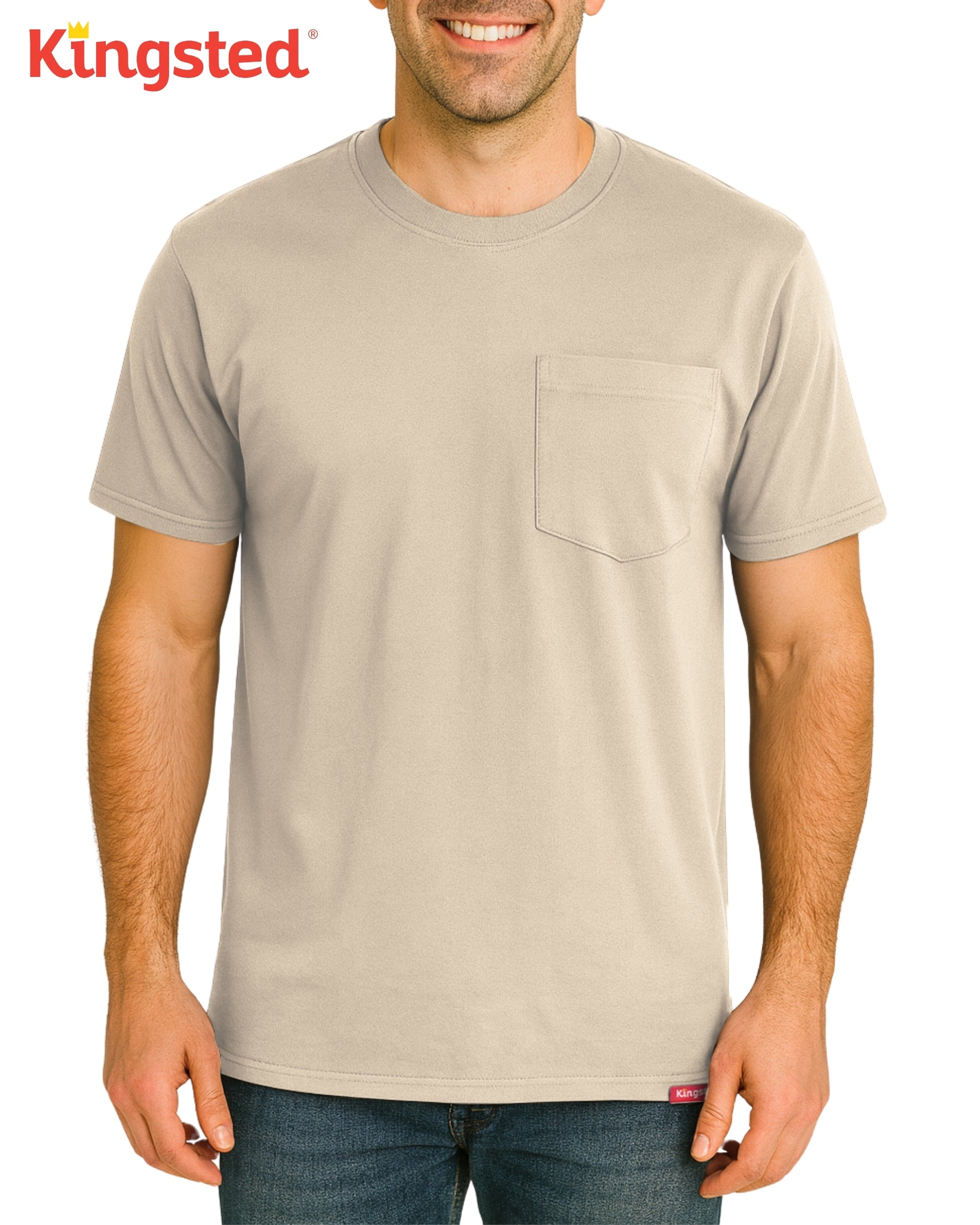 Short Sleeve Pocket T-Shirts (Sand) - Kingsted