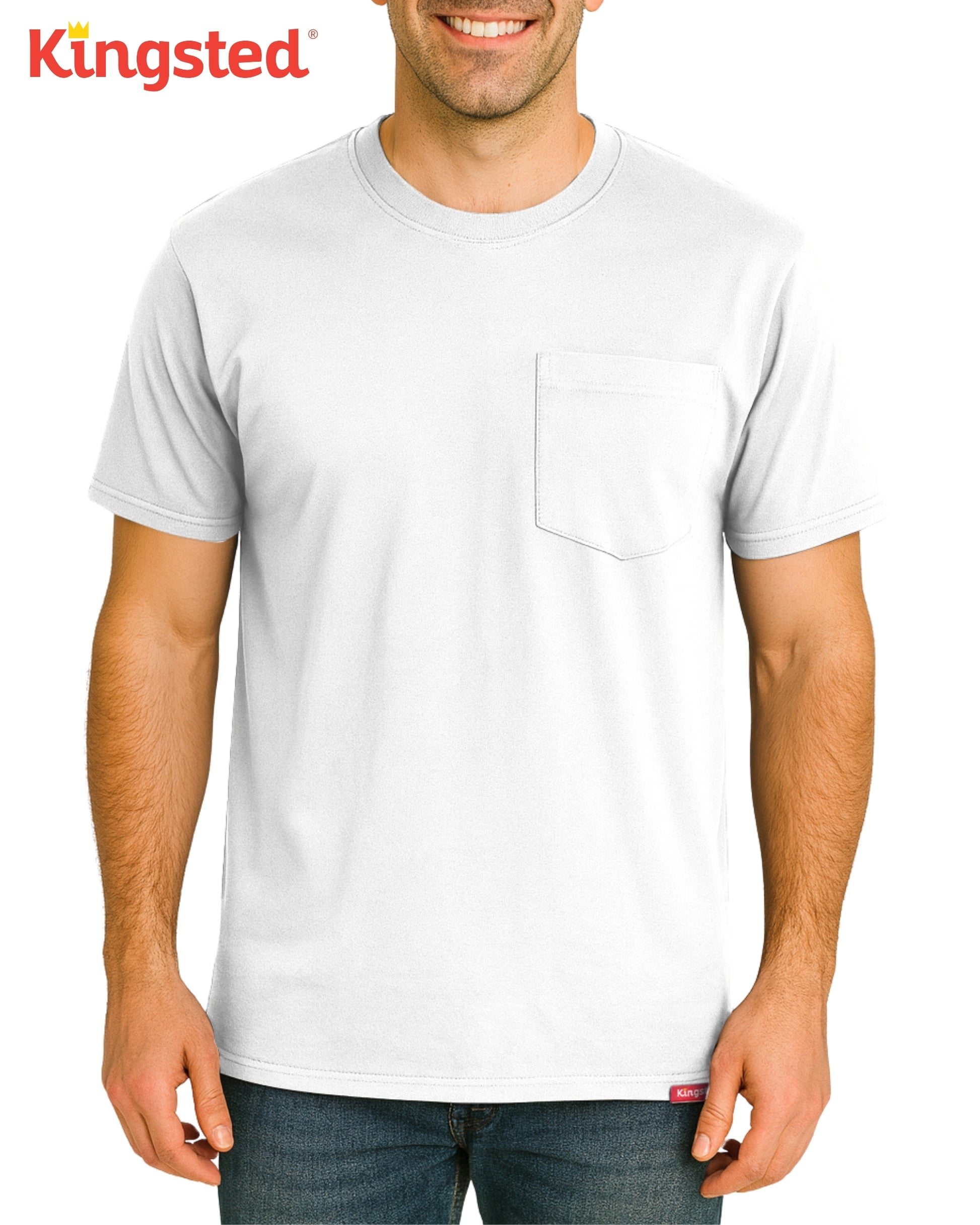 Short Sleeve Pocket T-Shirts Multipack (White 3-Pack) - Kingsted