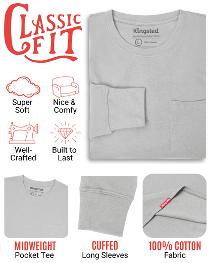 Long Sleeve Pocket T-Shirts (Grey)