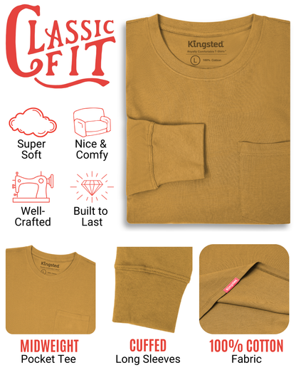 Long Sleeve Pocket T-Shirts (Mustard)