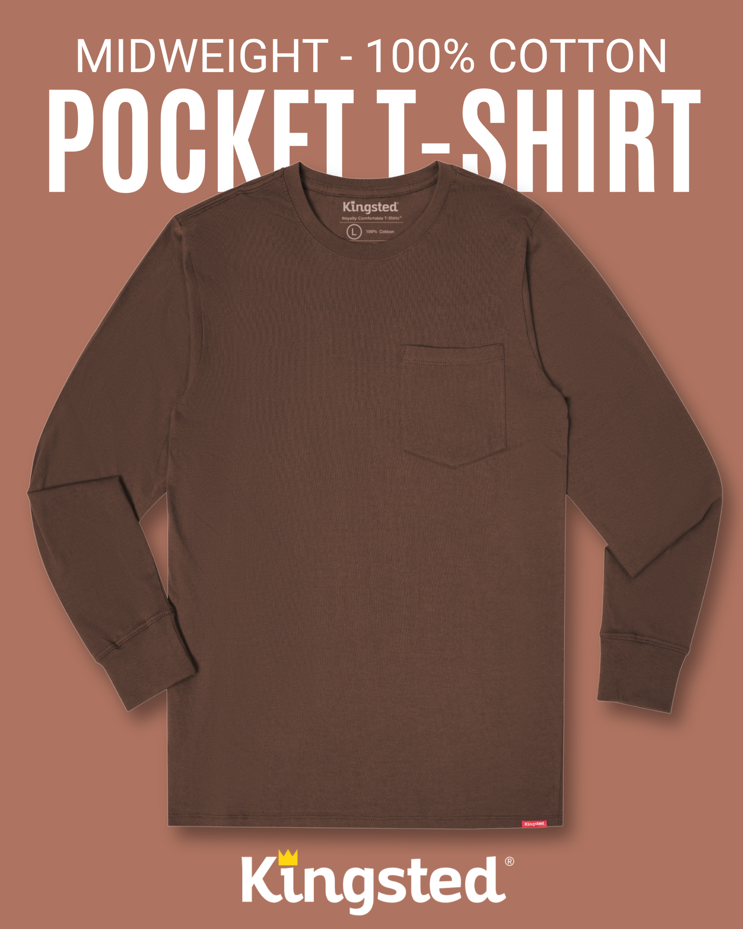Long Sleeve Pocket T-Shirts (Brown)