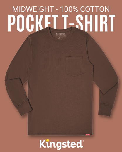 Long Sleeve Pocket T-Shirts (Brown)