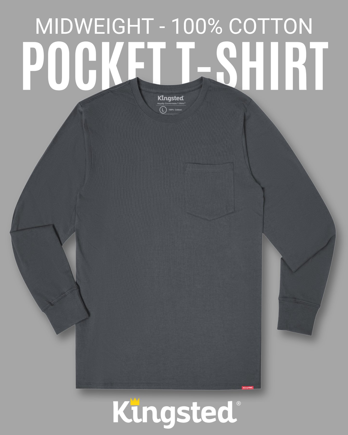 Long Sleeve Pocket T-Shirts (Charcoal)