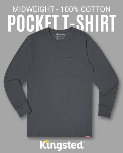 Long Sleeve Pocket T-Shirts (Charcoal)