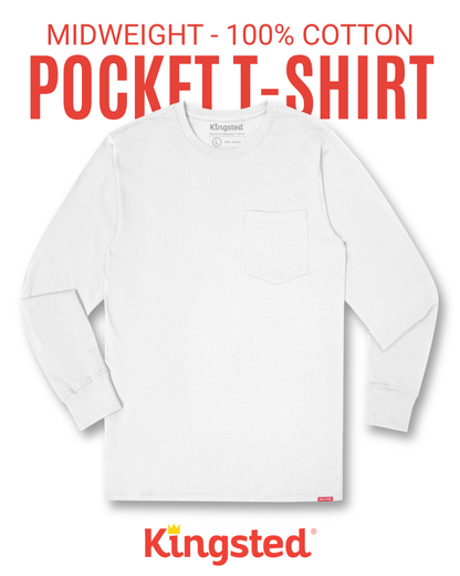 Long Sleeve Pocket T-Shirts Multipack (White 3-Pack)