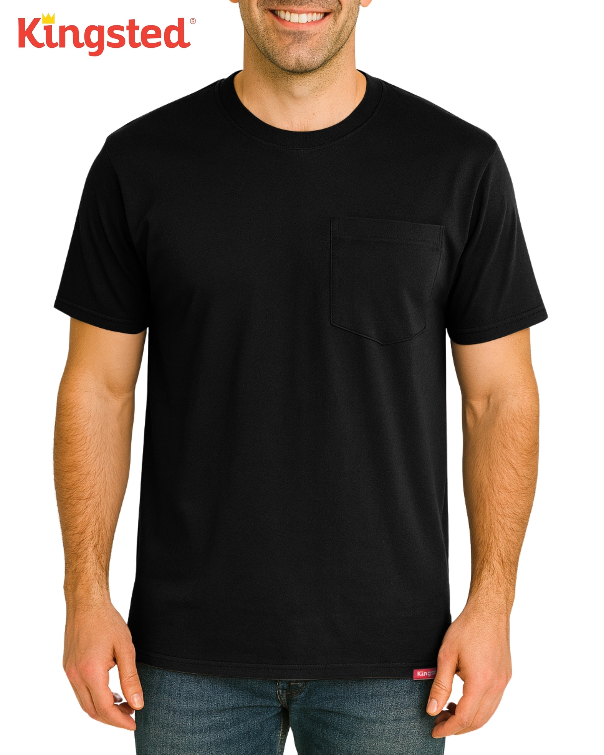 Short Sleeve Pocket T-Shirts (Black) - Kingsted