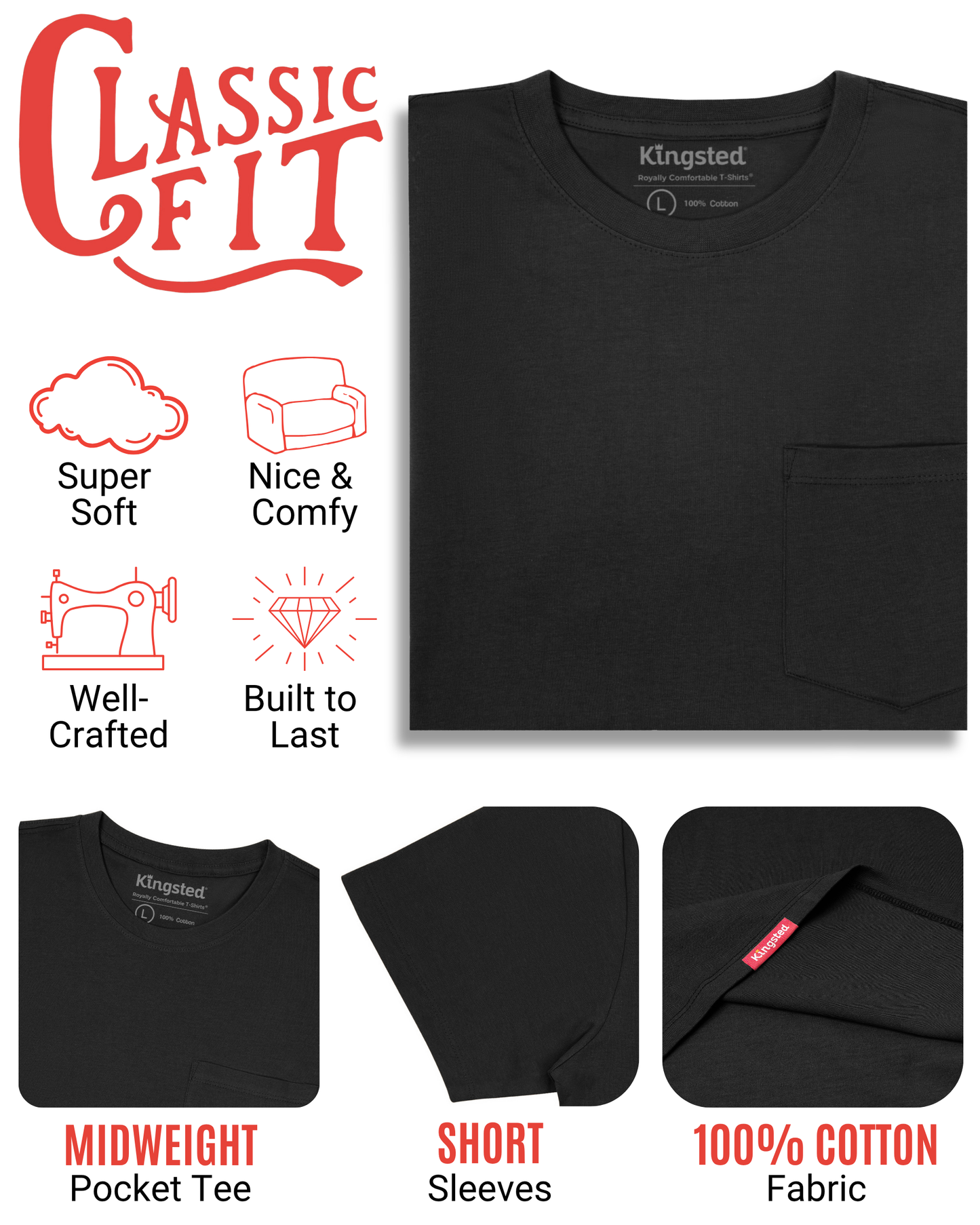 Short Sleeve Pocket T-Shirts Multipack (Everyday 3-Pack)