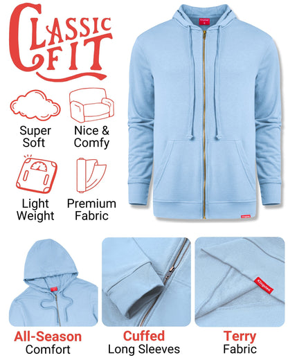 Lightweight Terry Zip Hoodie (Carolina Blue)
