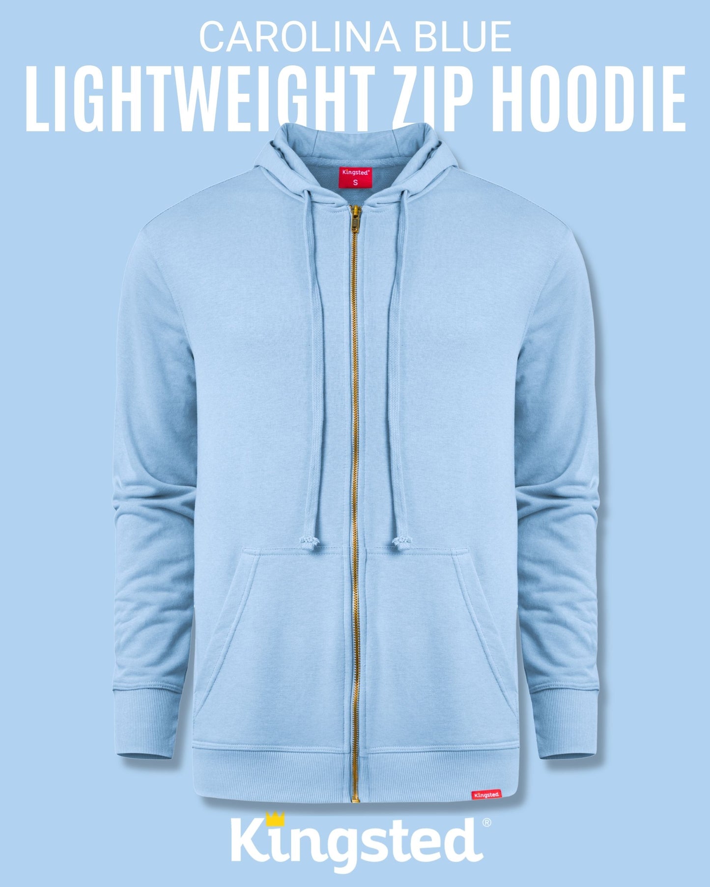 Lightweight Terry Zip Hoodie (Carolina Blue)