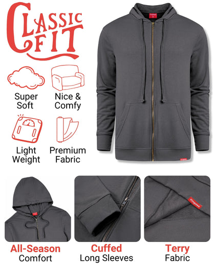 Lightweight Terry Zip Hoodie (Charcoal)