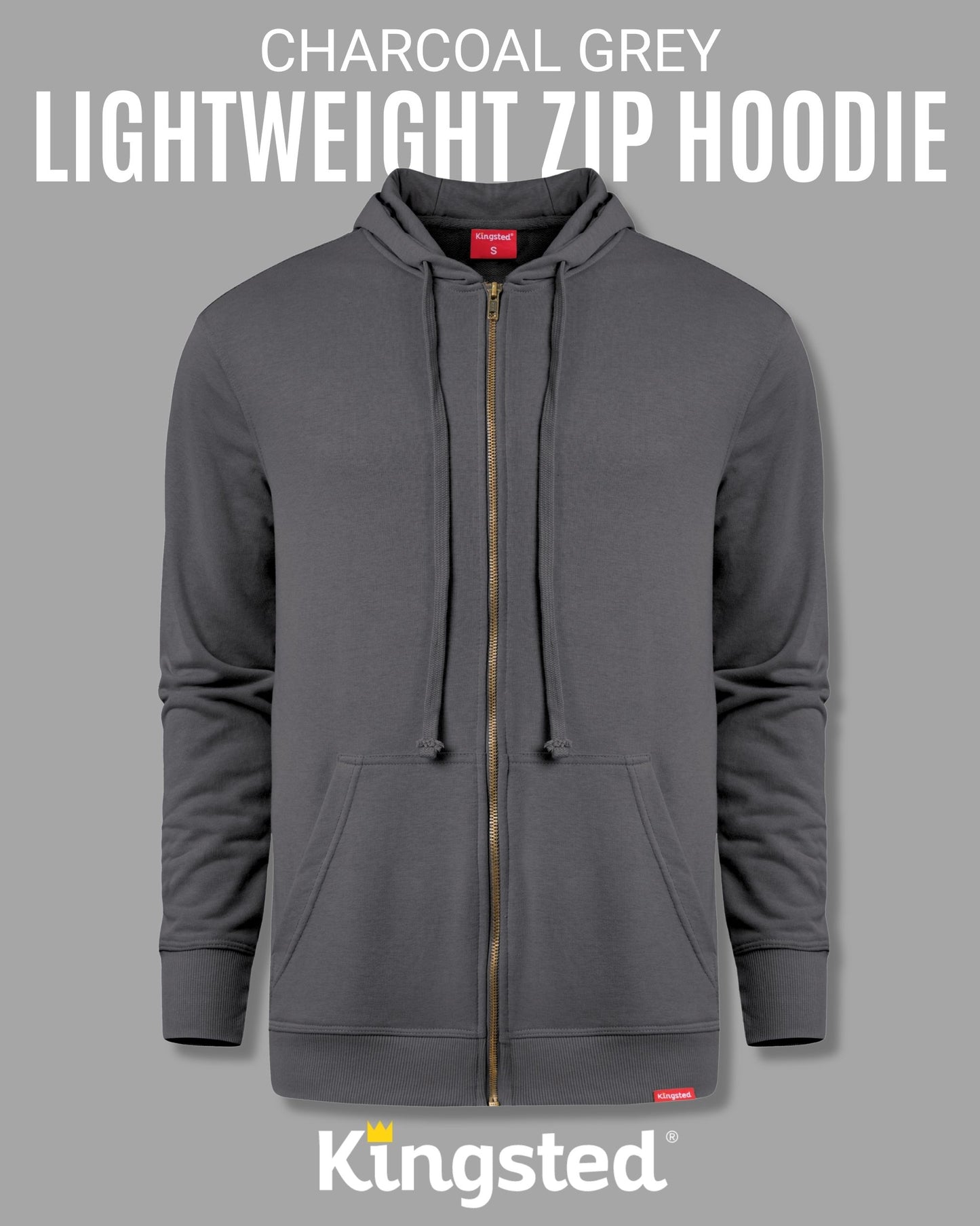 Lightweight Terry Zip Hoodie (Charcoal)