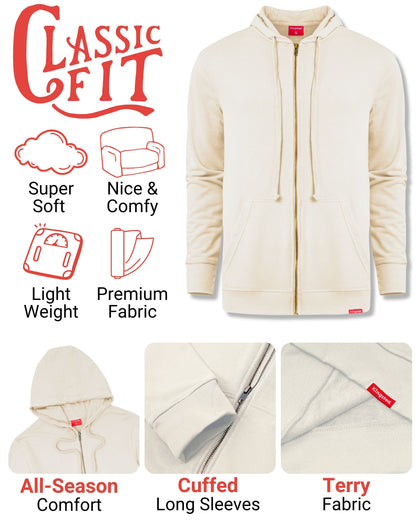 Lightweight Terry Zip Hoodie (Cream)
