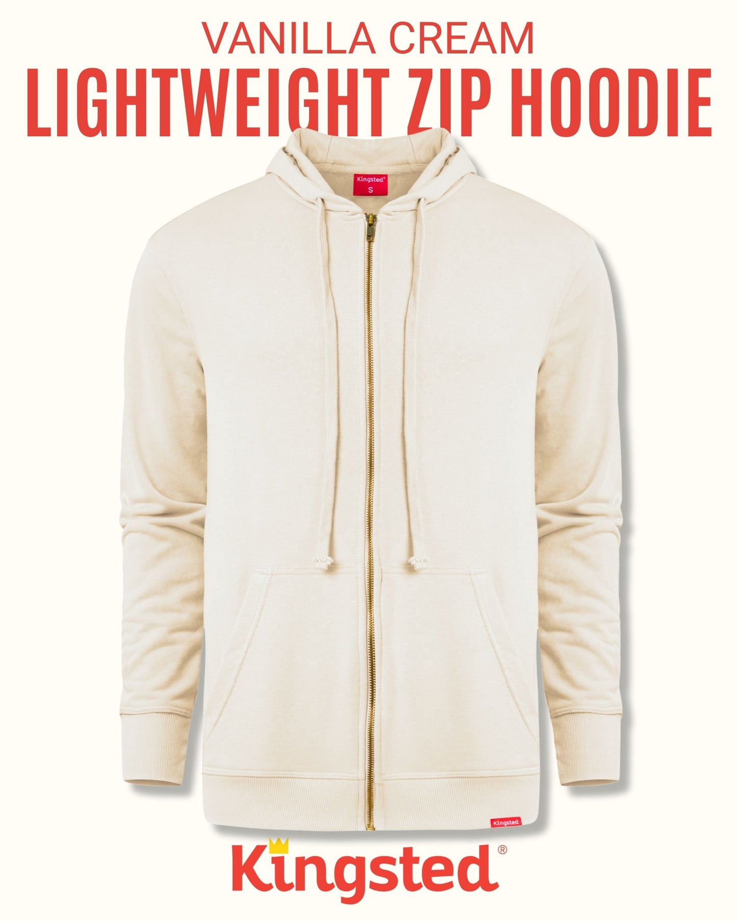 Lightweight Terry Zip Hoodie (Cream)