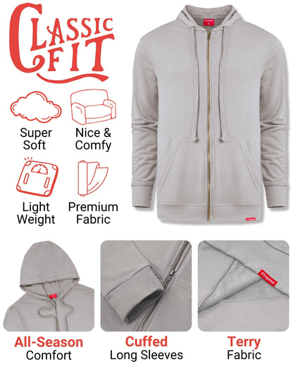 Lightweight Terry Zip Hoodie (Grey)
