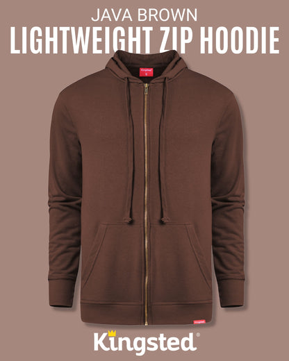 Lightweight Terry Zip Hoodie (Java Brown)