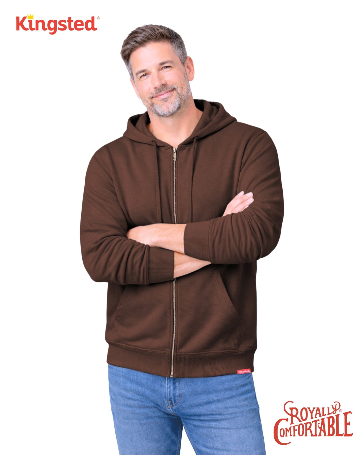Lightweight Terry Zip Hoodie (Java Brown)