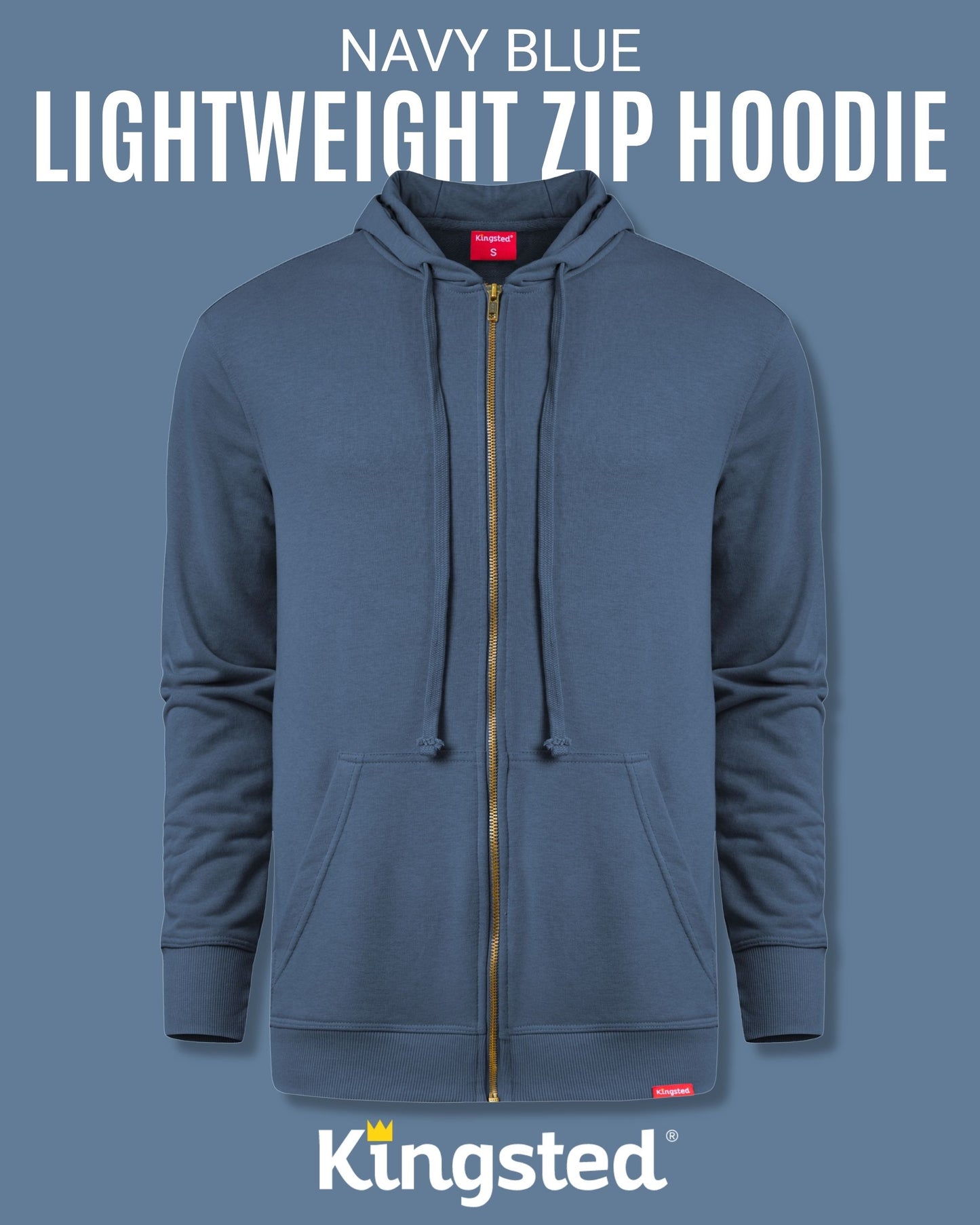 Lightweight Terry Zip Hoodie (Navy Blue)