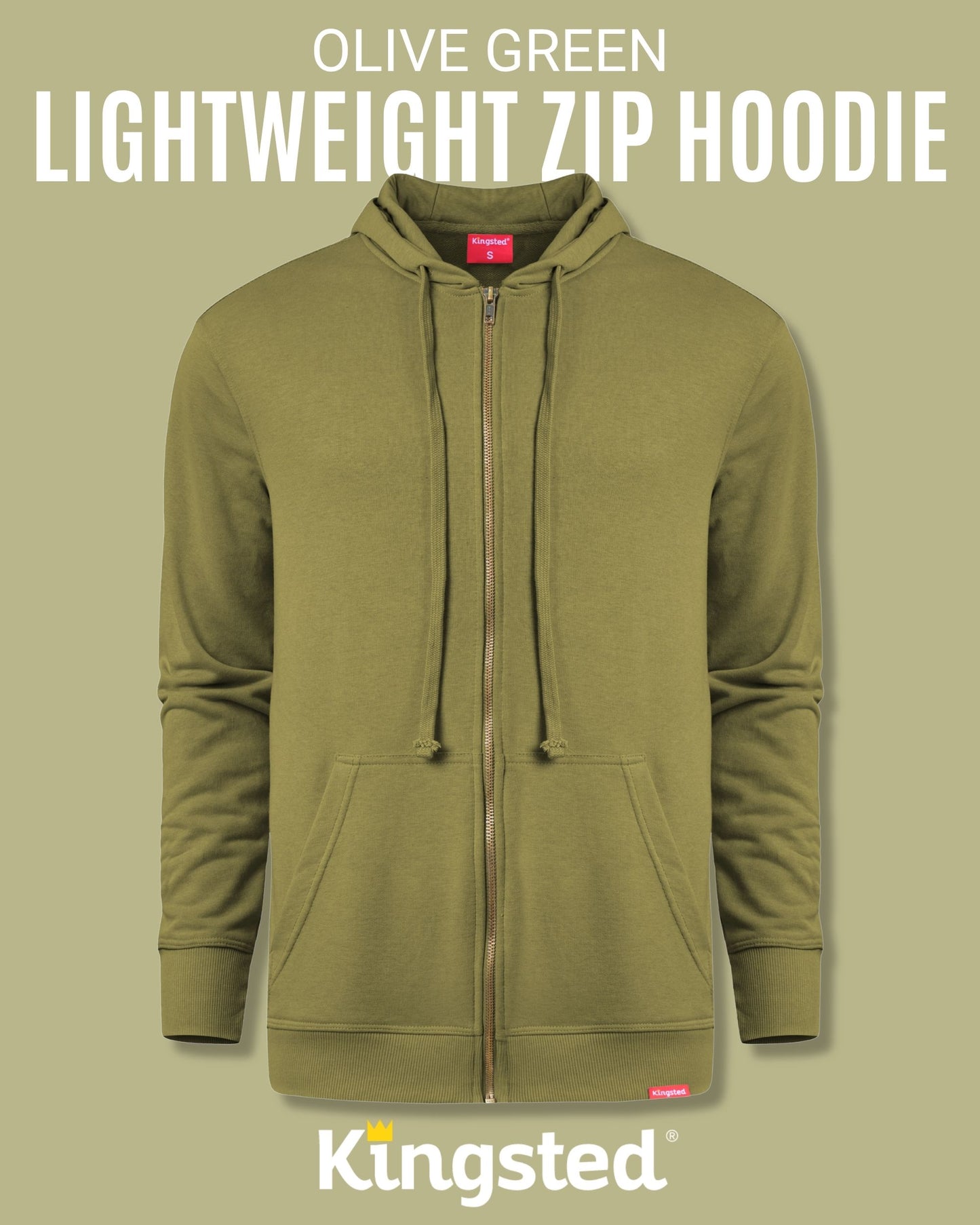 Lightweight Terry Zip Hoodie (Olive Green)