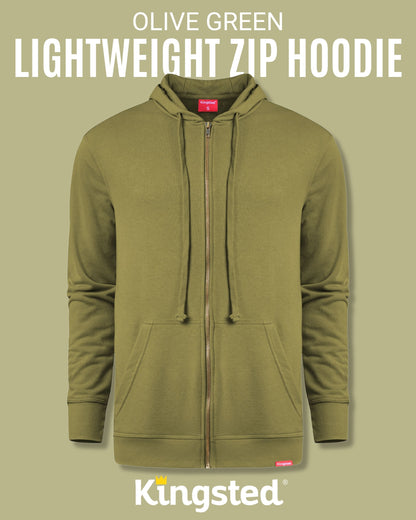 Lightweight Terry Zip Hoodie (Olive Green)