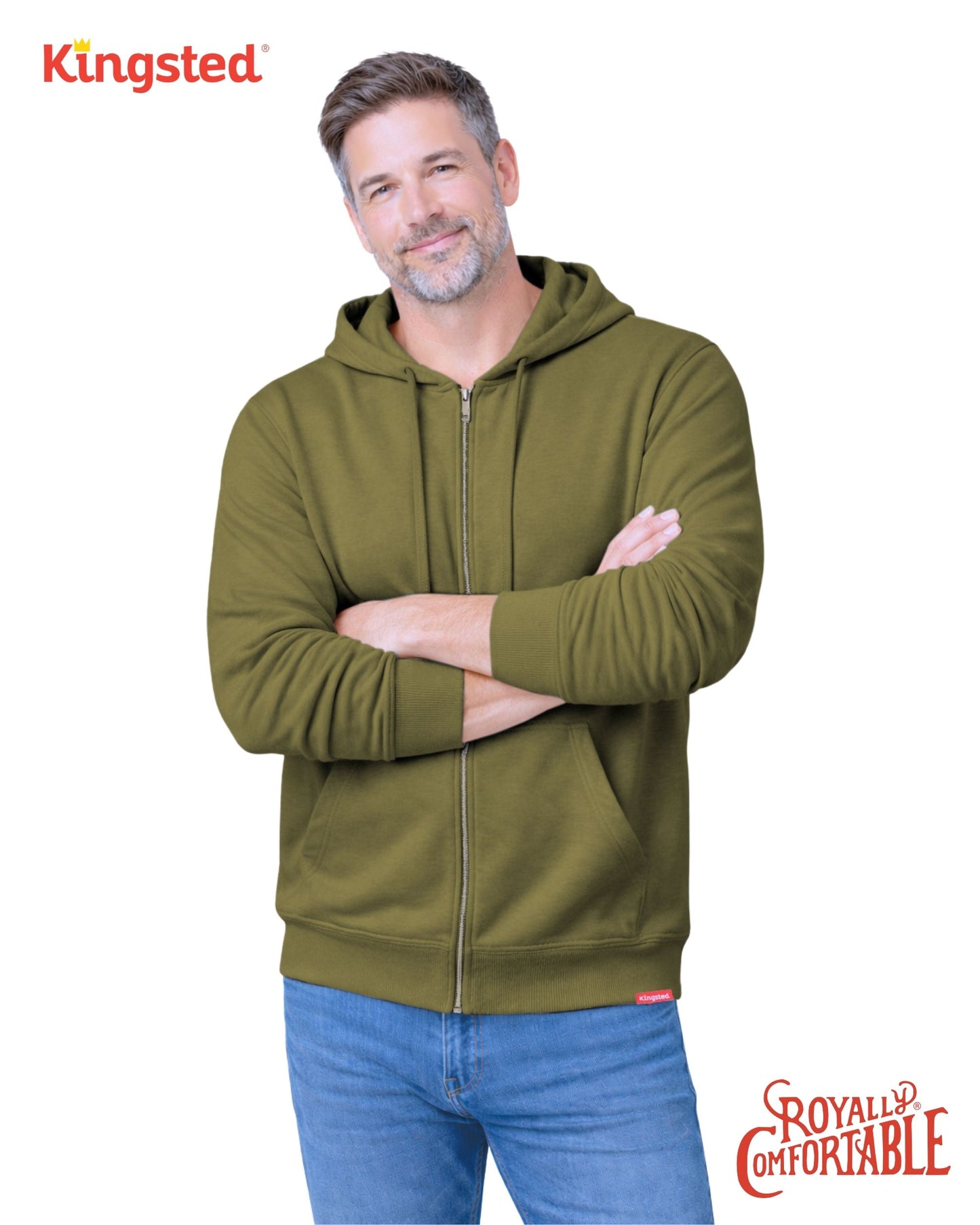 Lightweight Terry Zip Hoodie (Olive Green)