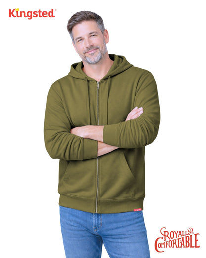 Lightweight Terry Zip Hoodie (Olive Green)