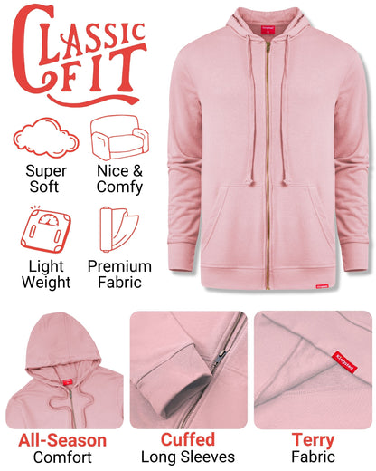 Lightweight Terry Zip Hoodie (Pink)