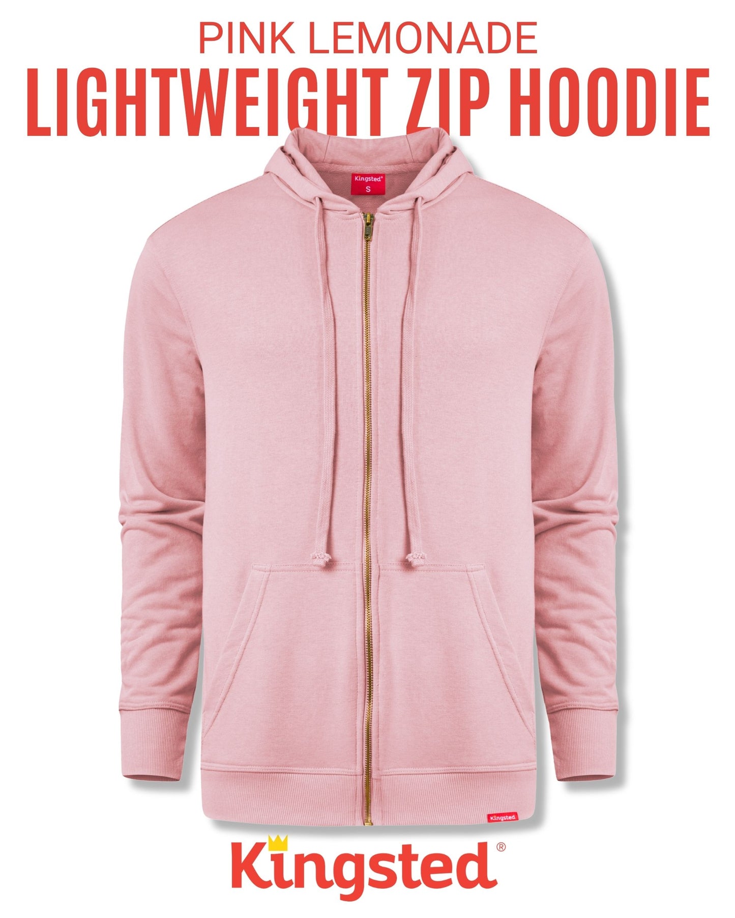 Lightweight Terry Zip Hoodie (Pink)