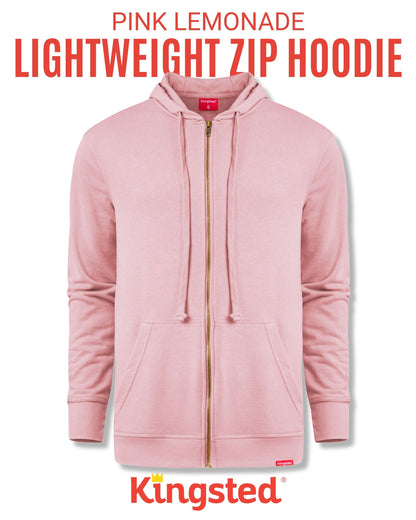 Lightweight Terry Zip Hoodie (Pink)