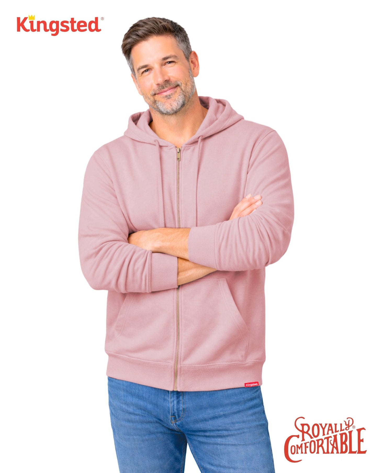 Lightweight Terry Zip Hoodie (Pink)