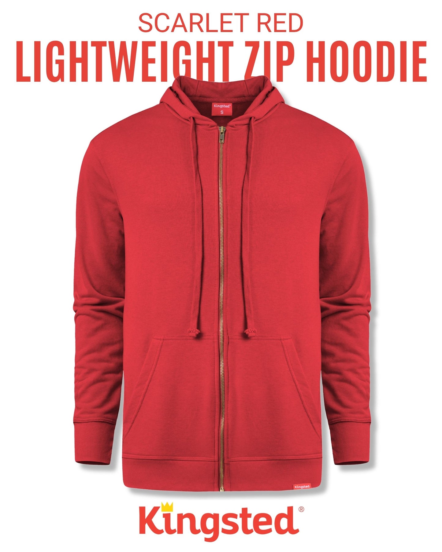 Lightweight Terry Zip Hoodie (Red)