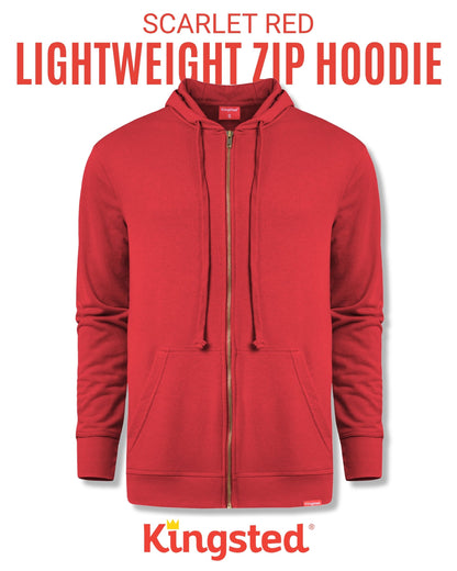 Lightweight Terry Zip Hoodie (Red)