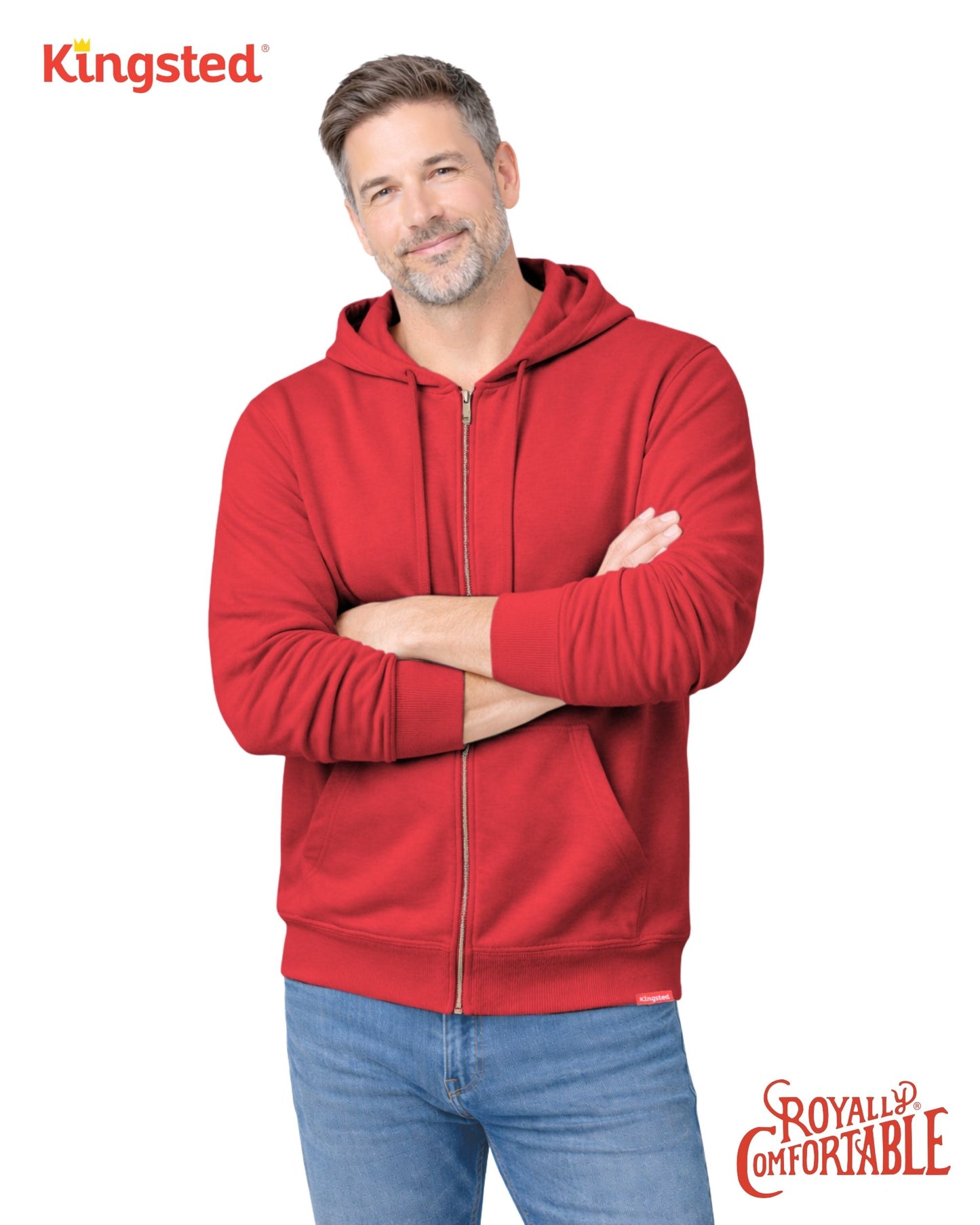 Lightweight Terry Zip Hoodie (Red)