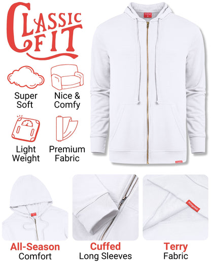 Lightweight Terry Zip Hoodie (White)