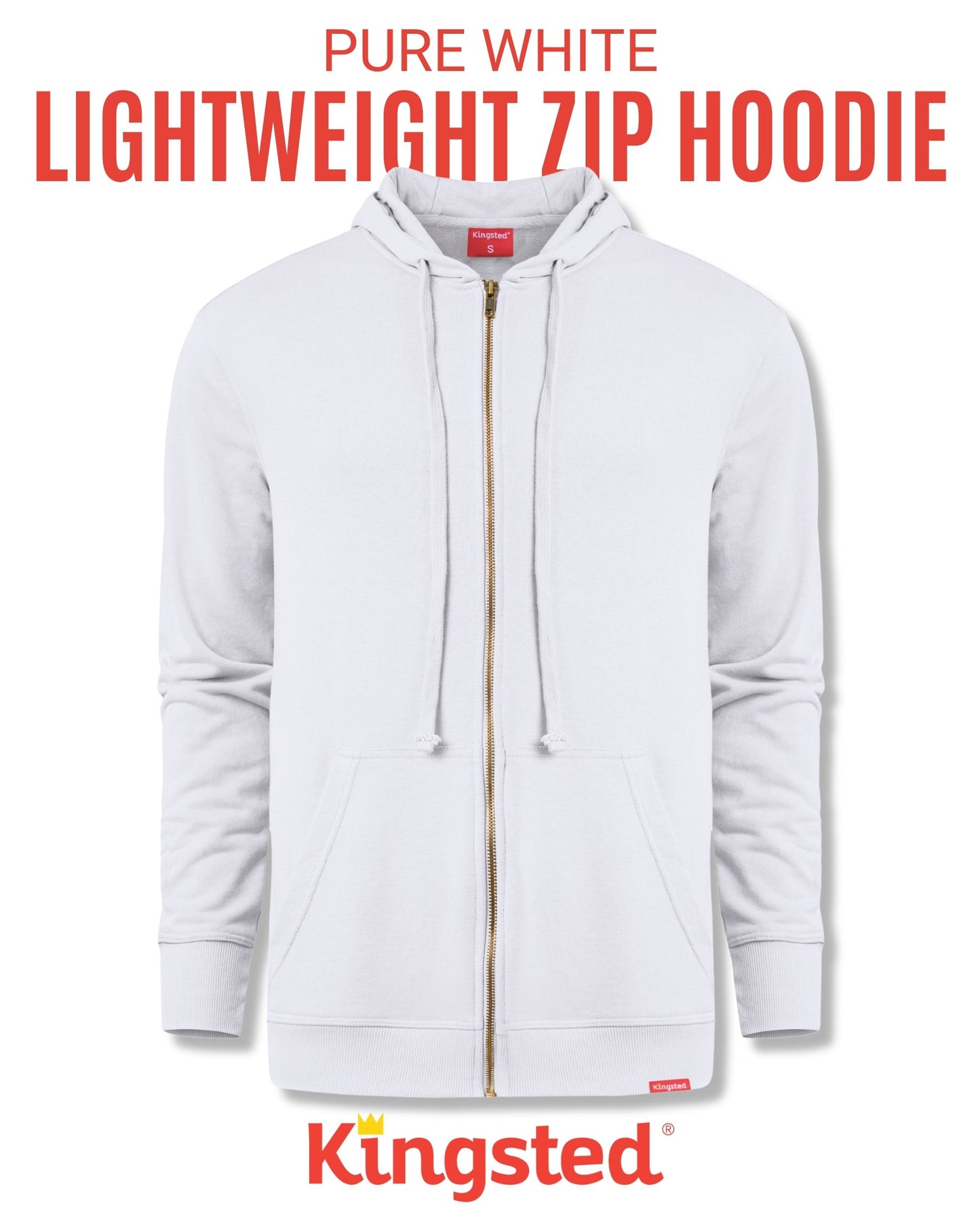 Lightweight Terry Zip Hoodie (White)