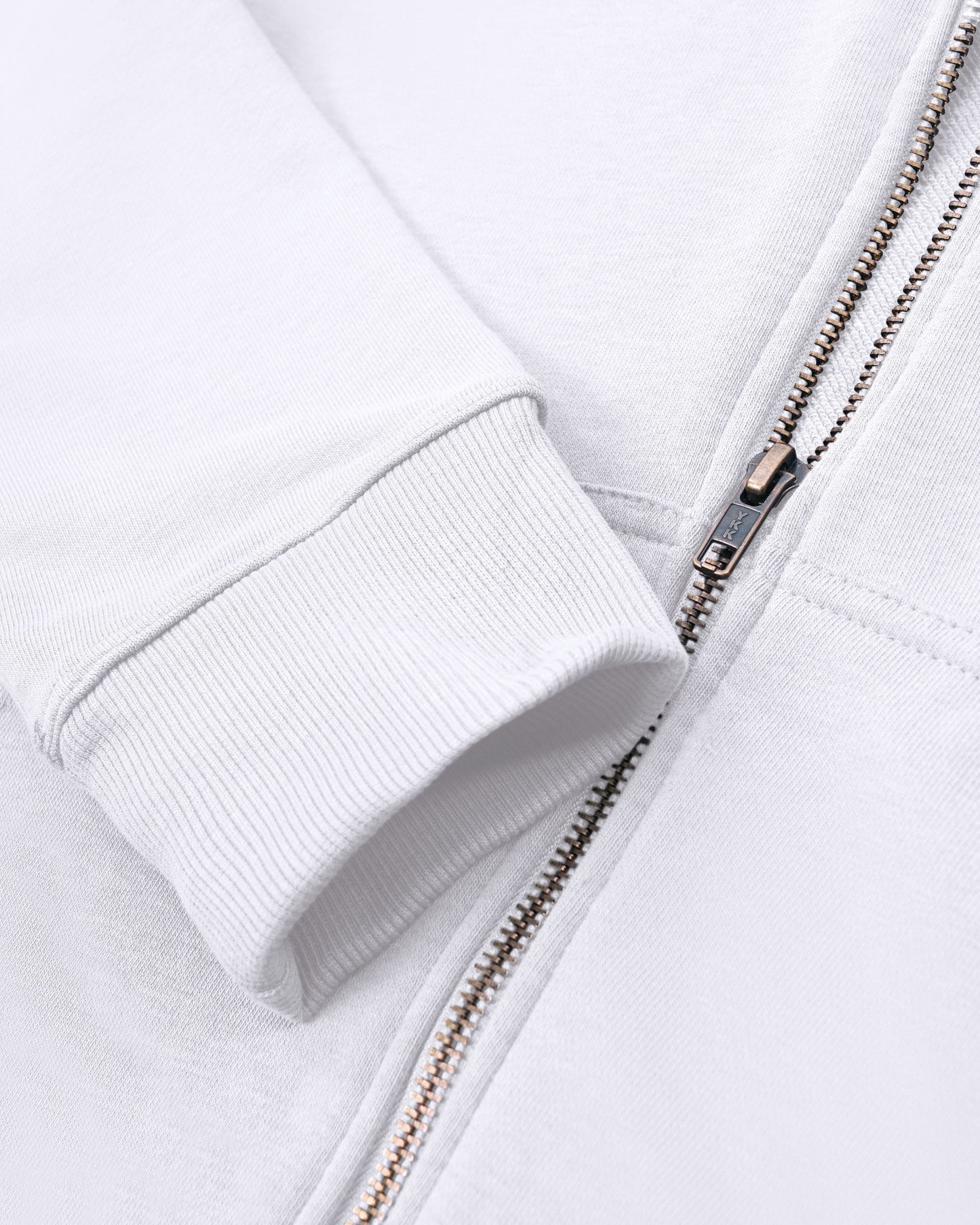 Lightweight Terry Zip Hoodie (White)