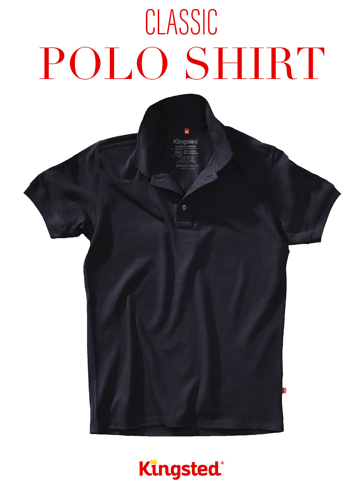 Classic Pique Polo Shirts for Men (Black)