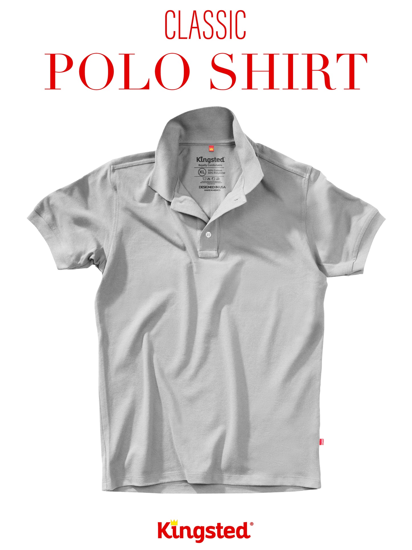 Classic Pique Polo Shirts for Men (Grey)